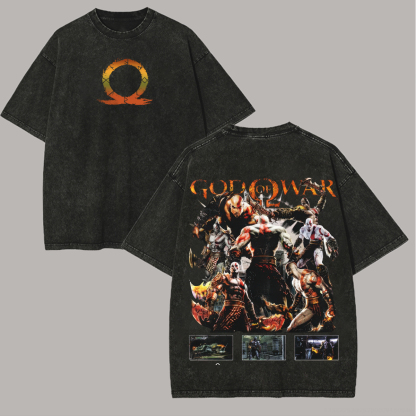 God of War Printed Unisex Washed T-Shirt