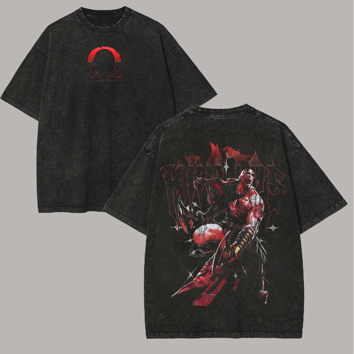 God of War Kratos Printed Unisex Washed T-Shirt