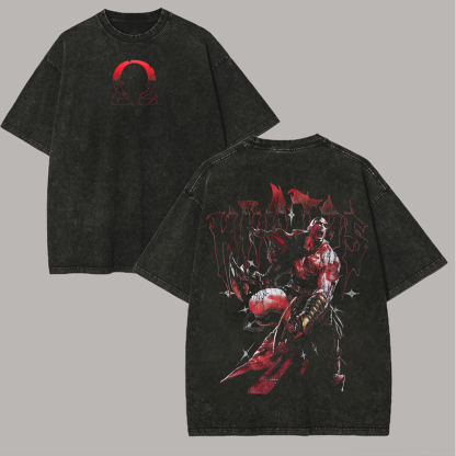 God of War Kratos Printed Unisex Washed T-Shirt