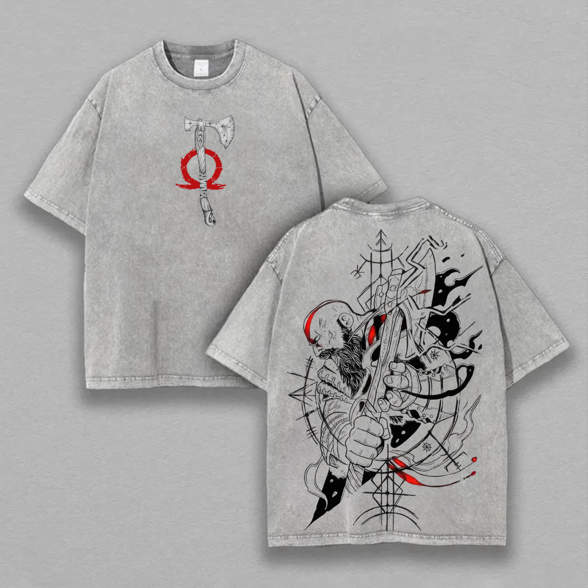 God of War Printed Unisex Washed T-Shirt