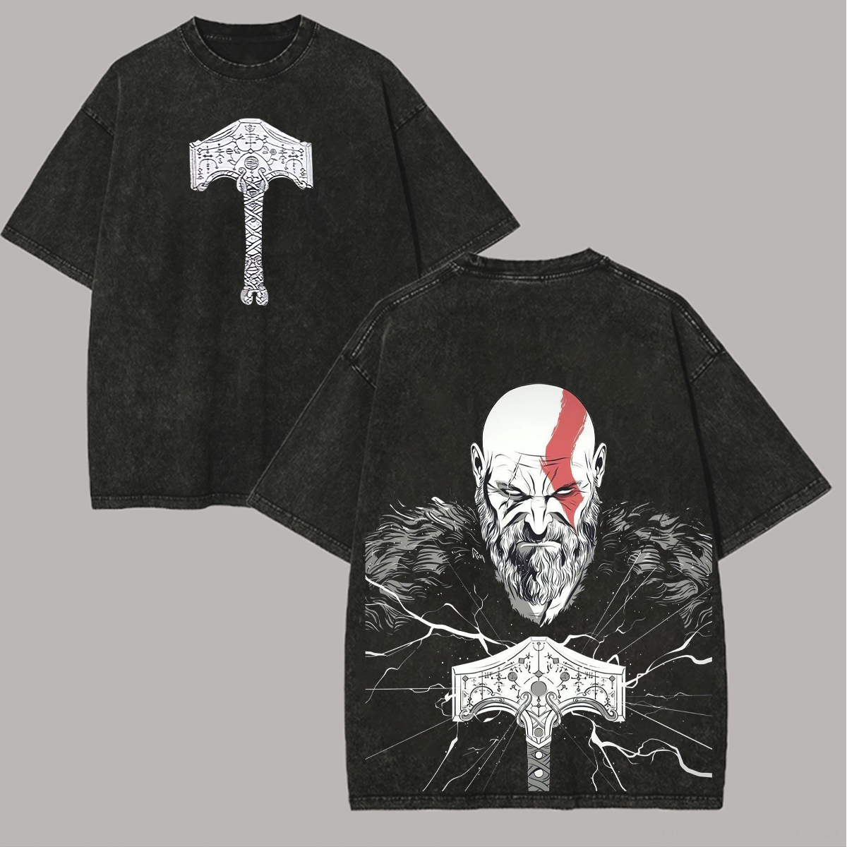 God of War Kratos Printed Unisex Washed T-Shirt