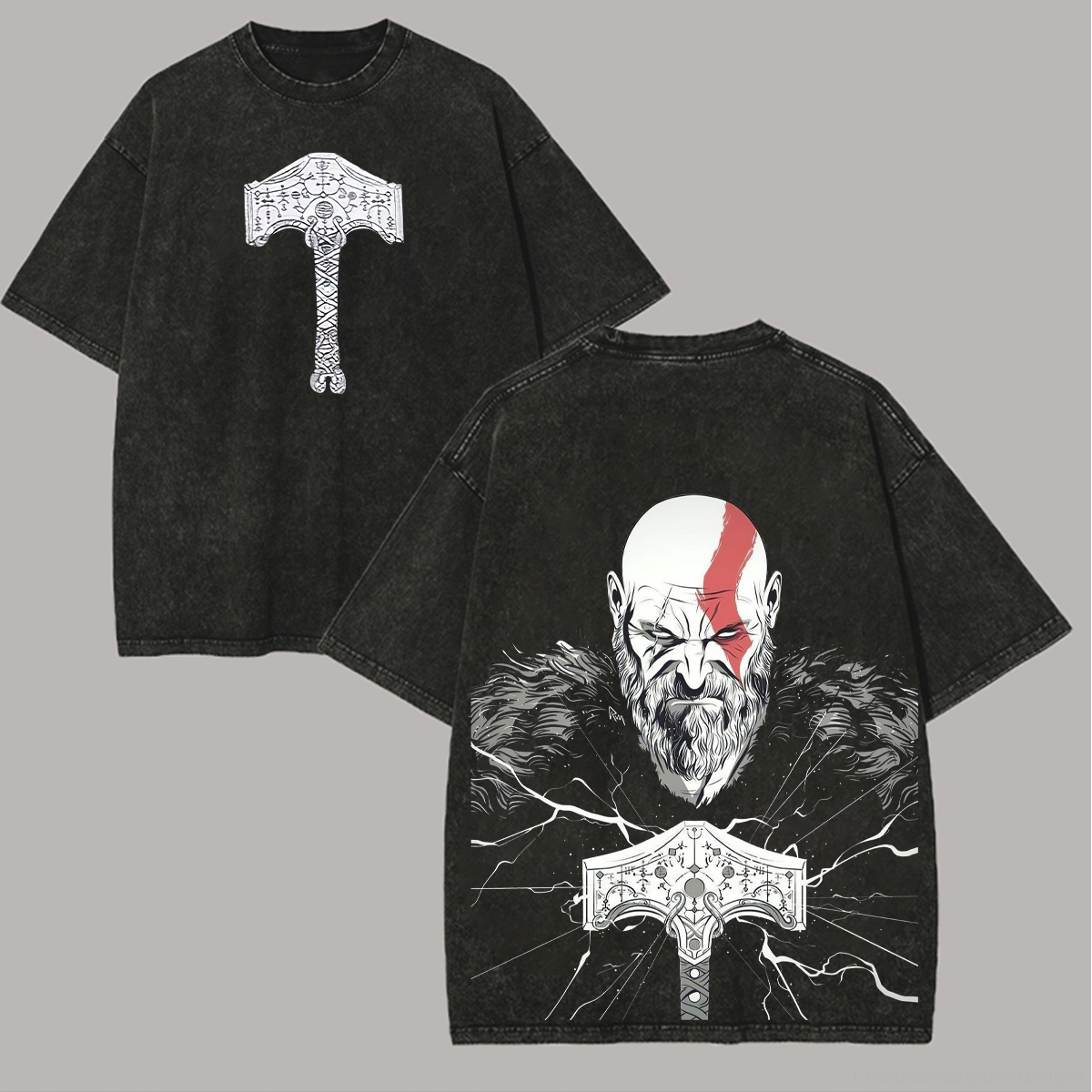 God of War Kratos Printed Unisex Washed T-Shirt
