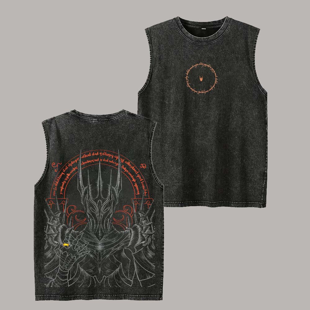 The Lord of the Rings Sauron Printed Men's Washed Vest