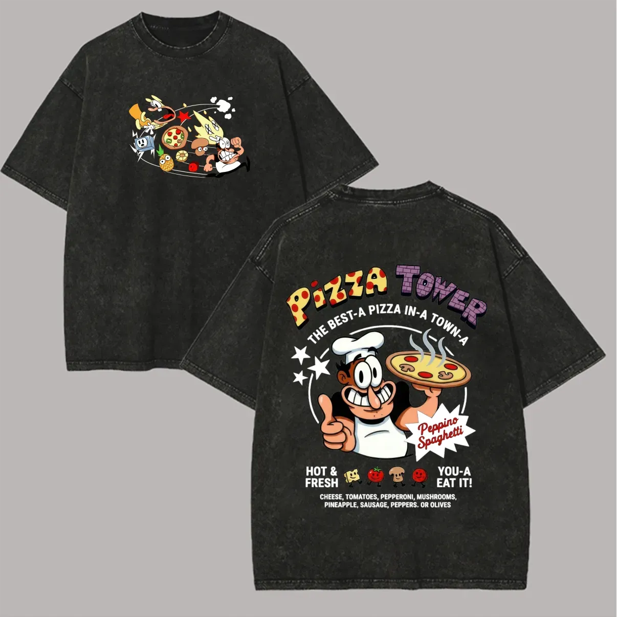 Pizza Tower Unisex Fit Washed T-Shirt 2603003028