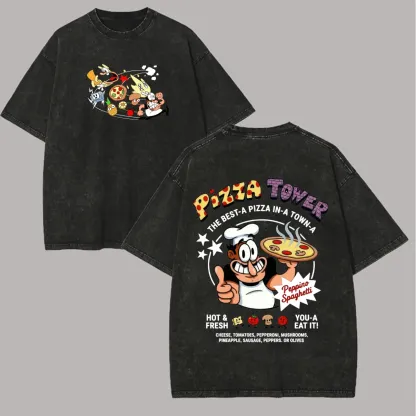 Pizza Tower Unisex Fit Washed T-Shirt 2603003028