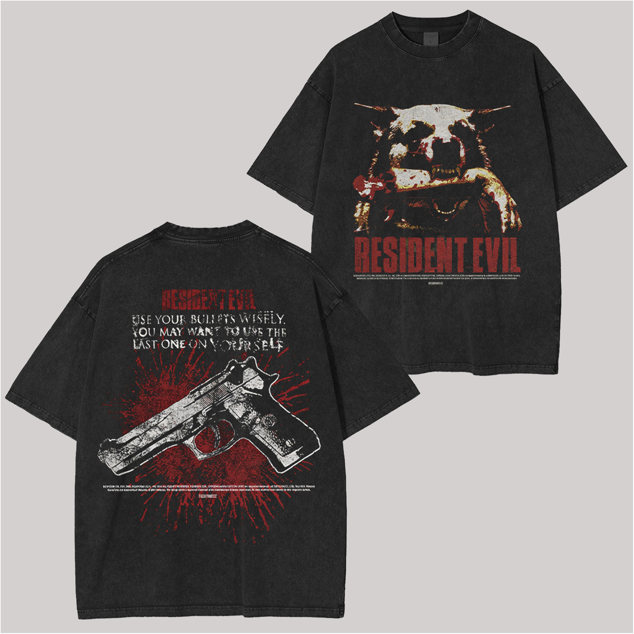 Resident Evil Printed Unisex Washed T-Shirt