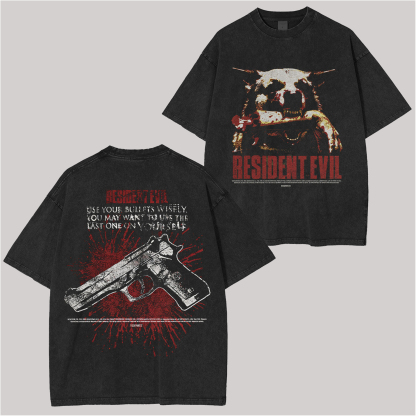 Resident Evil Printed Unisex Washed T-Shirt