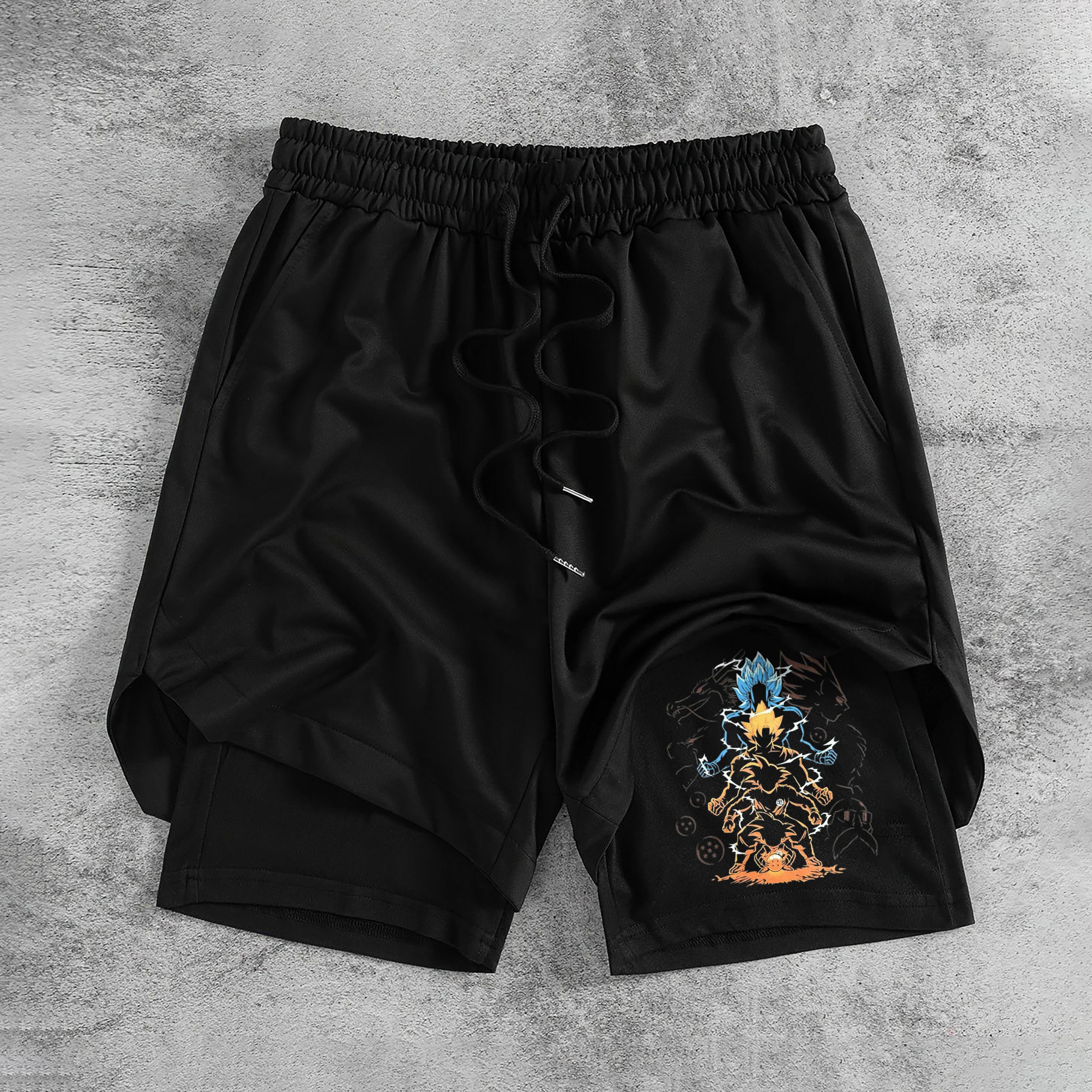 Dragon Ball Super Saiyan Print Men's All-In-One Fitness Shorts