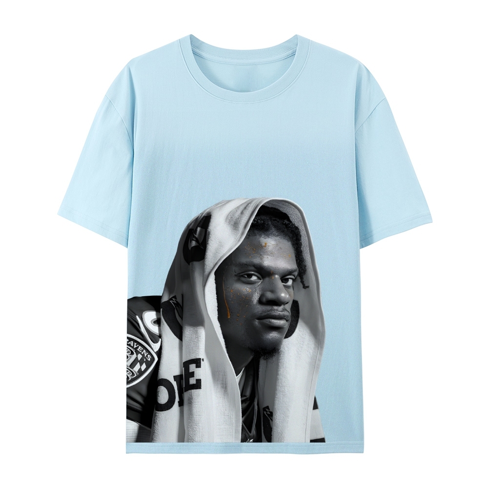 RAVENS Lamar Jackson Vintage Style Unisex-Adult Oversized Washed Cotton T-Shirt 