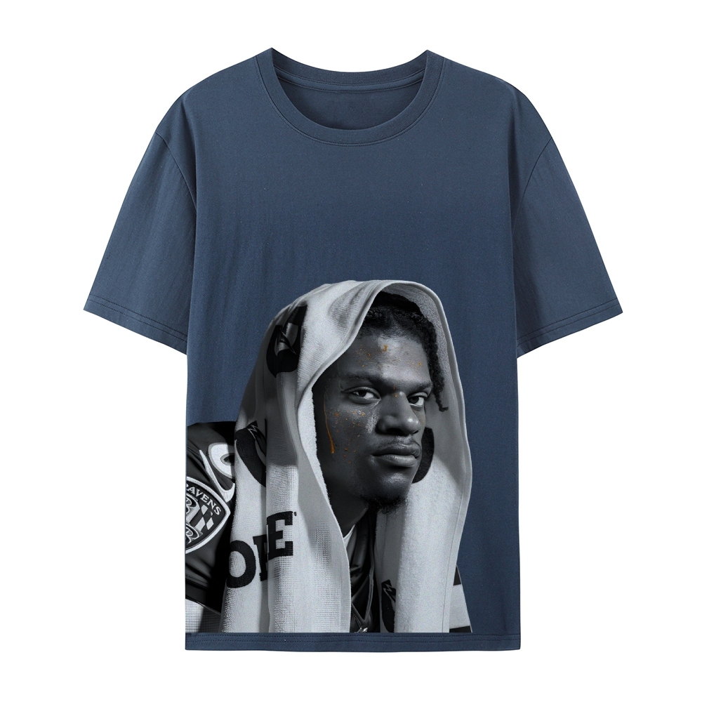 RAVENS Lamar Jackson Vintage Style Unisex-Adult Oversized Washed Cotton T-Shirt 