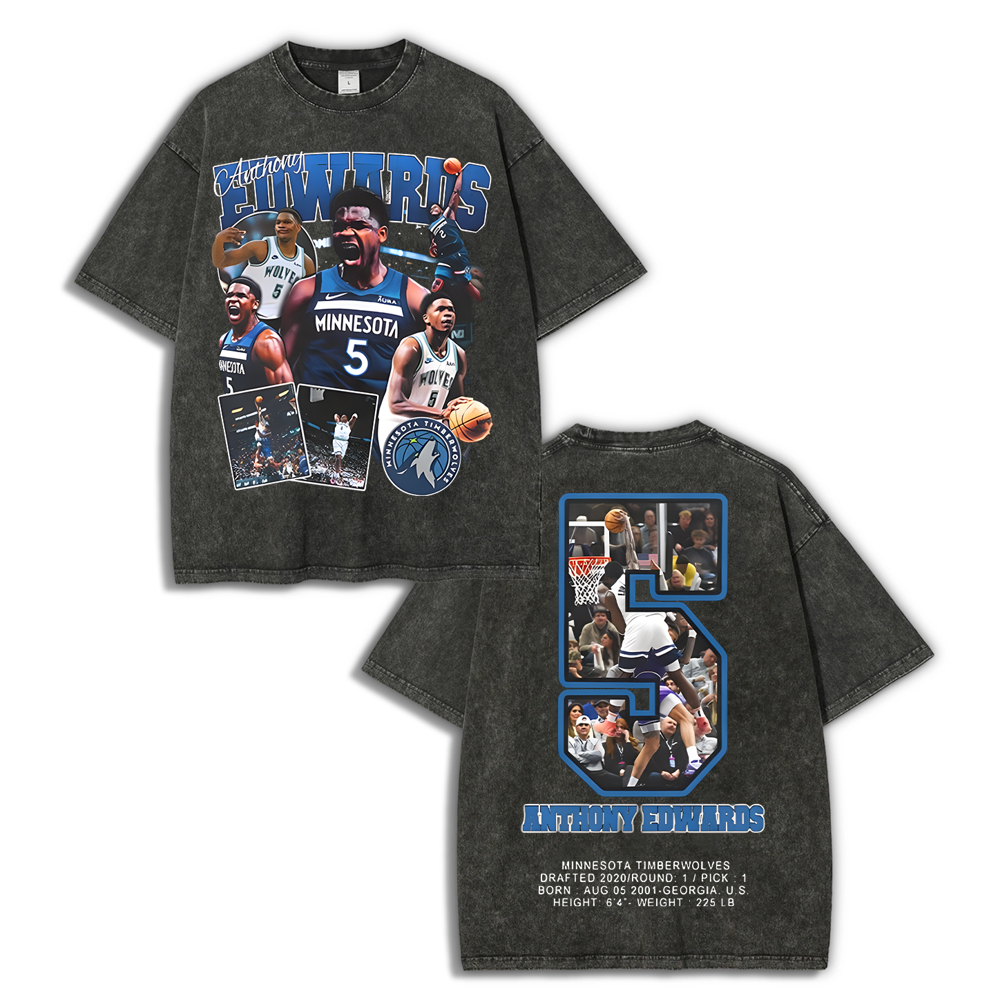 ANTHONY EDWARDS Unisex Fit Washed T-Shirt  