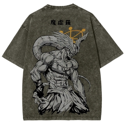 Jujutsu Kaisen Mahoraga Printed Unisex Washed T-Shirt