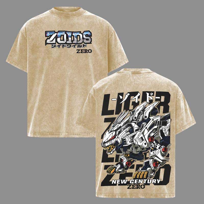 Liger Zero Zoids New Century Zero T-Shirt  Oversized Washed Vintage Anime Mecha Robot Graphic Tee