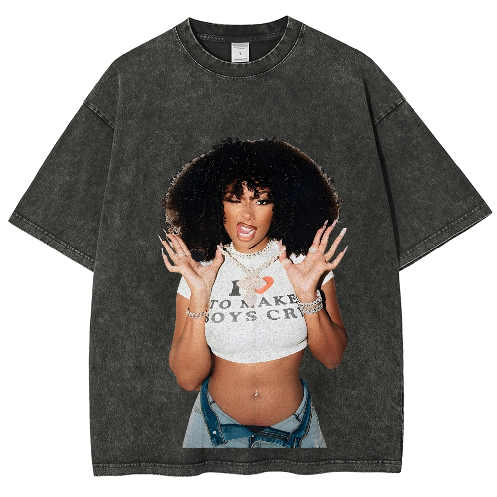 Unisex-Adult Ultra Cotton Washed T-Shirt Graphic MEGAN THEE STALLION TEE