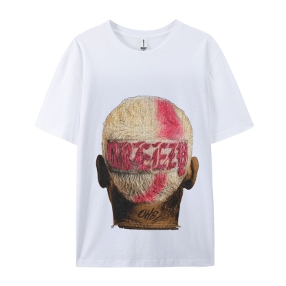 Unisex-Adult Ultra Cotton Washed T-Shirt Graphic CHRIS BROWN BIG FACE TEE