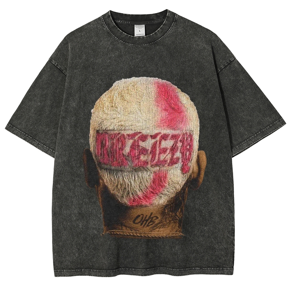 Unisex-Adult Ultra Cotton Washed T-Shirt Graphic CHRIS BROWN BIG FACE TEE