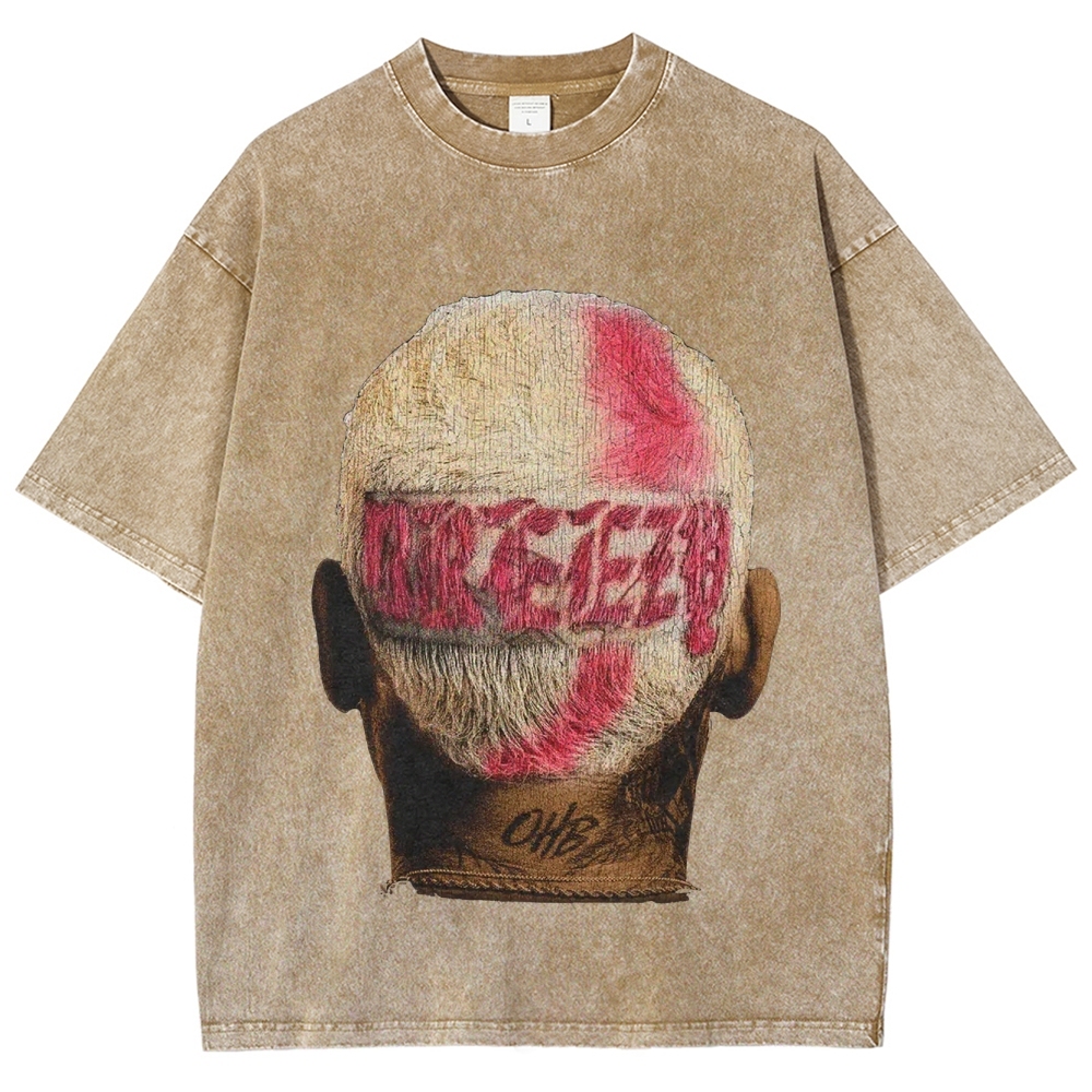 Unisex-Adult Ultra Cotton Washed T-Shirt Graphic CHRIS BROWN BIG FACE TEE