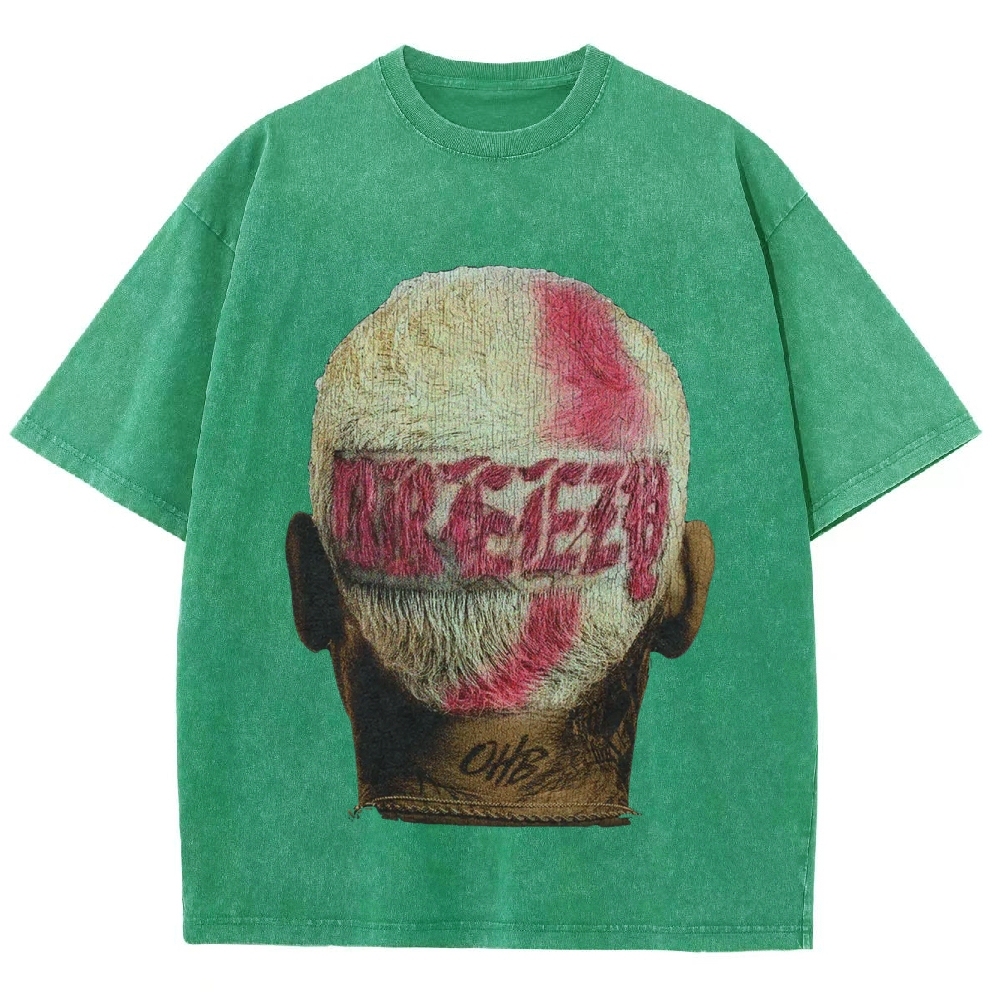 Unisex-Adult Ultra Cotton Washed T-Shirt Graphic CHRIS BROWN BIG FACE TEE
