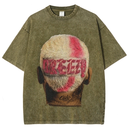 Unisex-Adult Ultra Cotton Washed T-Shirt Graphic CHRIS BROWN BIG FACE TEE
