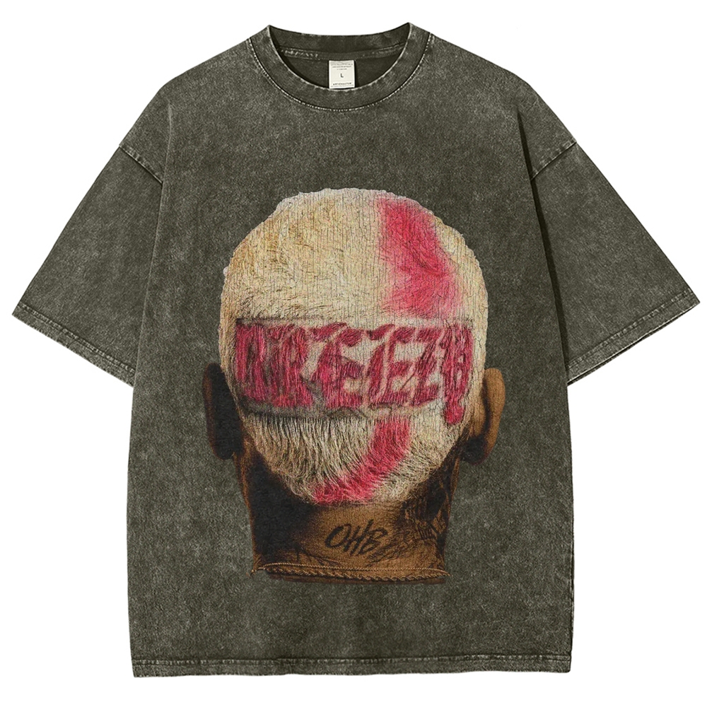 Unisex-Adult Ultra Cotton Washed T-Shirt Graphic CHRIS BROWN BIG FACE TEE