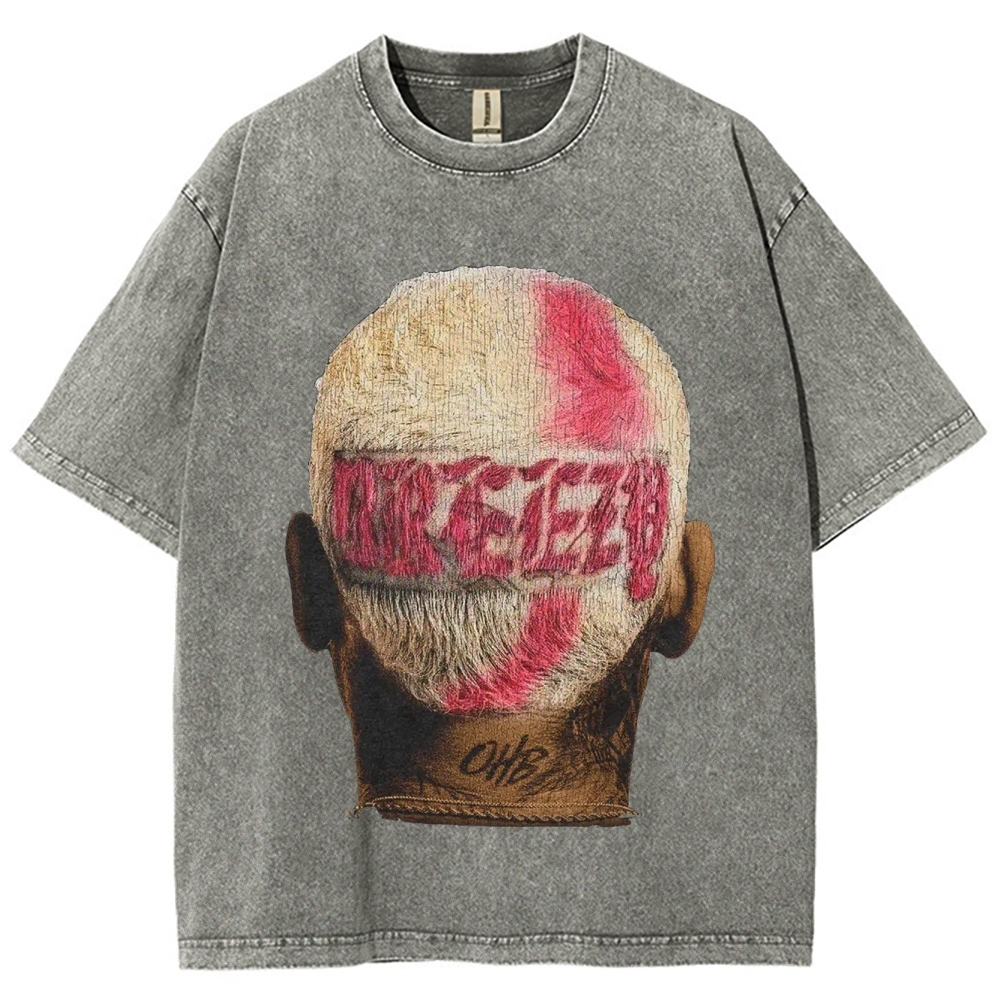 Unisex-Adult Ultra Cotton Washed T-Shirt Graphic CHRIS BROWN BIG FACE TEE