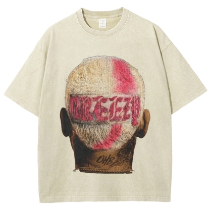 Unisex-Adult Ultra Cotton Washed T-Shirt Graphic CHRIS BROWN BIG FACE TEE