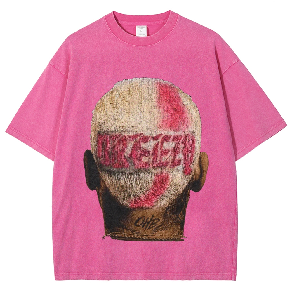 Unisex-Adult Ultra Cotton Washed T-Shirt Graphic CHRIS BROWN BIG FACE TEE