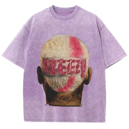 Unisex-Adult Ultra Cotton Washed T-Shirt Graphic CHRIS BROWN BIG FACE TEE