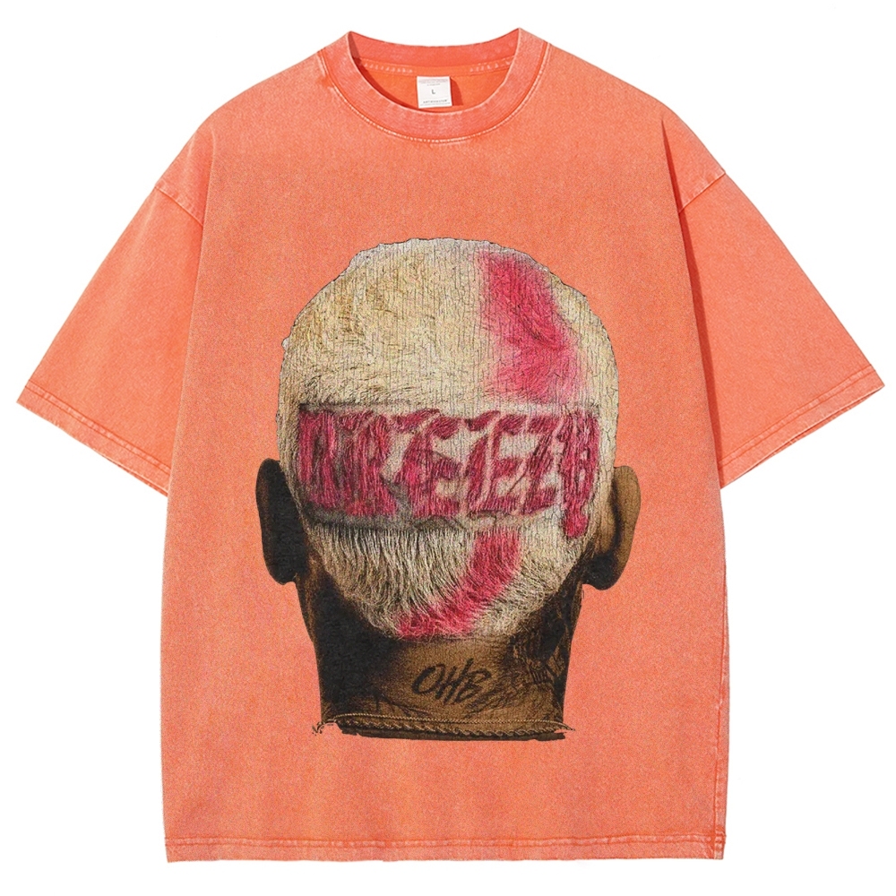 Unisex-Adult Ultra Cotton Washed T-Shirt Graphic CHRIS BROWN BIG FACE TEE