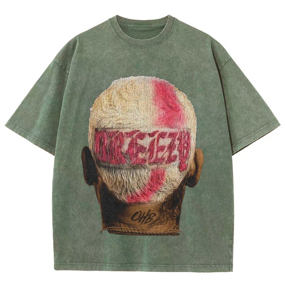 Unisex-Adult Ultra Cotton Washed T-Shirt Graphic CHRIS BROWN BIG FACE TEE
