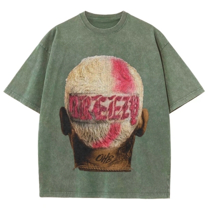 Unisex-Adult Ultra Cotton Washed T-Shirt Graphic CHRIS BROWN BIG FACE TEE