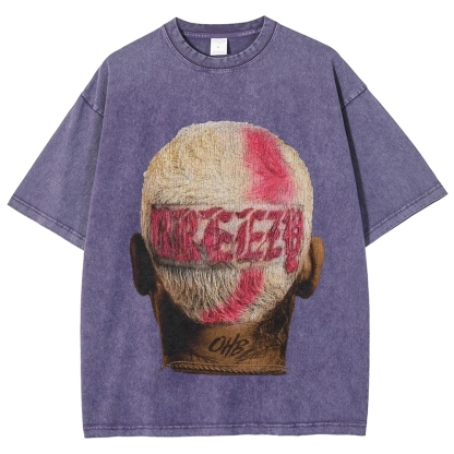 Unisex-Adult Ultra Cotton Washed T-Shirt Graphic CHRIS BROWN BIG FACE TEE