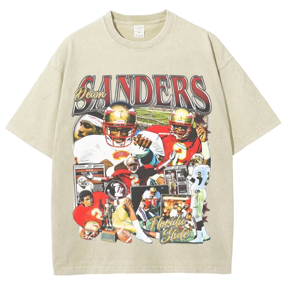 Unisex-Adult Ultra Cotton Washed T-Shirt Graphic DEION SANDERS - FSU T