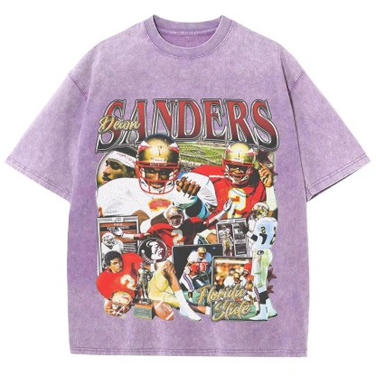 Unisex-Adult Ultra Cotton Washed T-Shirt Graphic DEION SANDERS - FSU TEE