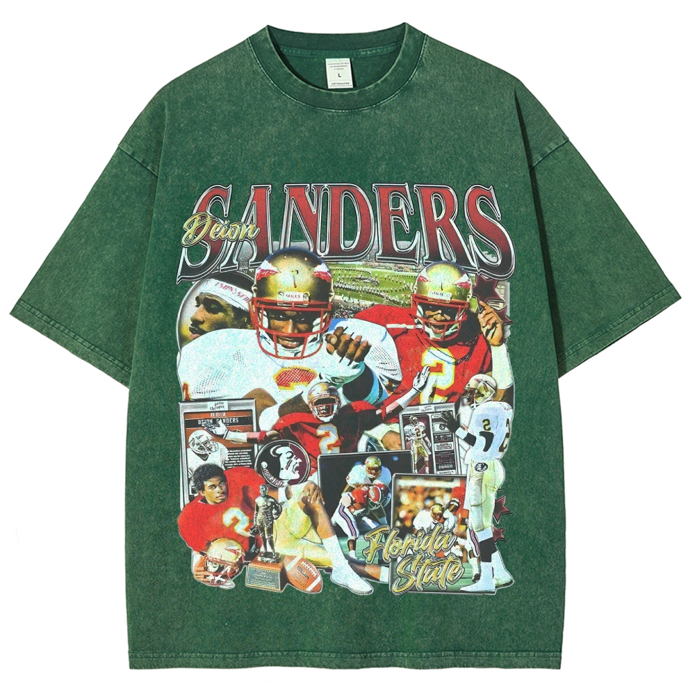 Unisex-Adult Ultra Cotton Washed T-Shirt Graphic DEION SANDERS - FSU TEE