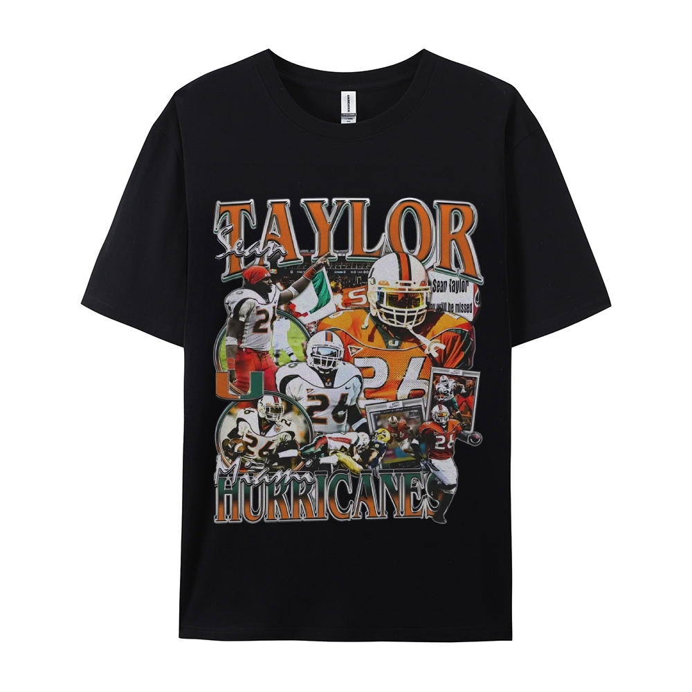 Classic Style Unisex-Adult Oversized Pure Cotton T-Shirt Graphic SEAN TAYLOR - MIAMI TEE