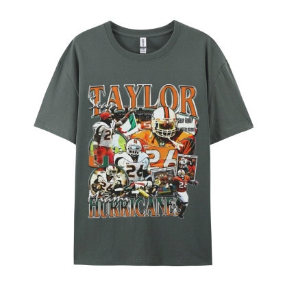 Classic Style Unisex-Adult Oversized Pure Cotton T-Shirt Graphic SEAN TAYLOR - MIAMI TEE