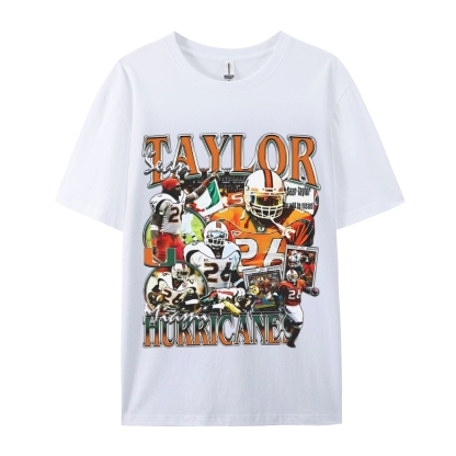 Classic Style Unisex-Adult Oversized Pure Cotton T-Shirt Graphic SEAN TAYLOR - MIAMI TEE