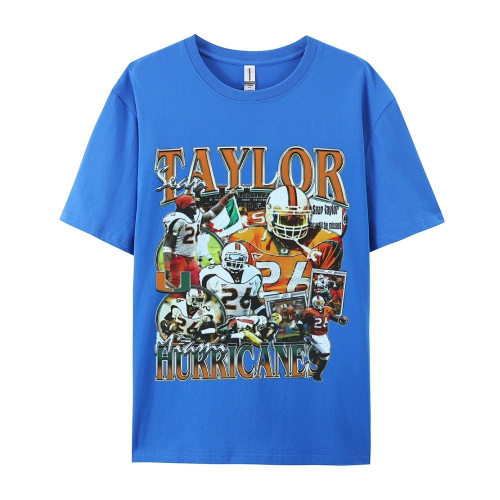 Classic Style Unisex-Adult Oversized Pure Cotton T-Shirt Graphic SEAN TAYLOR - MIAMI TEE