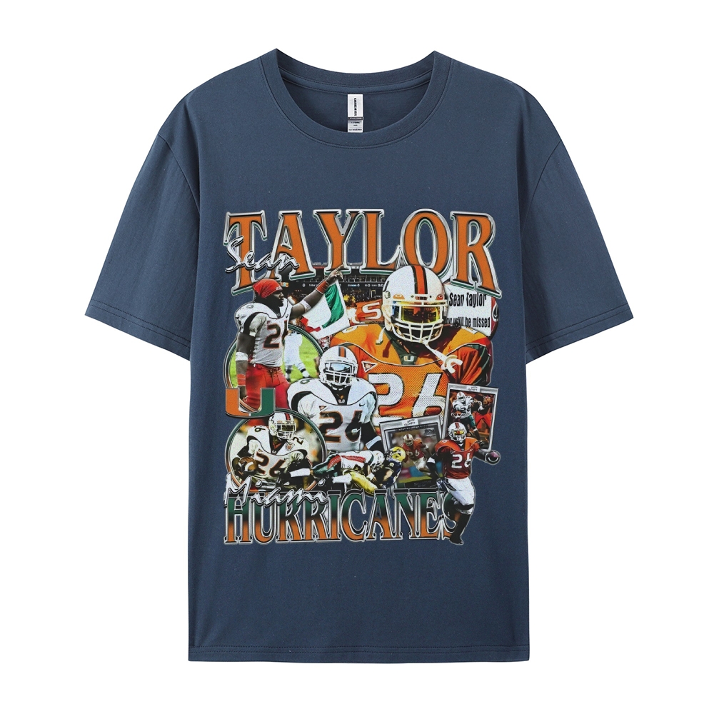 Classic Style Unisex-Adult Oversized Pure Cotton T-Shirt Graphic SEAN TAYLOR - MIAMI TEE