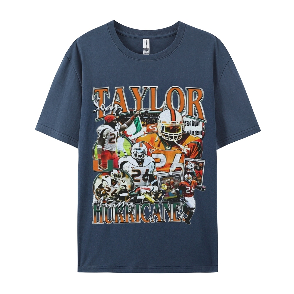 Classic Style Unisex-Adult Oversized Pure Cotton T-Shirt Graphic SEAN TAYLOR - MIAMI TEE
