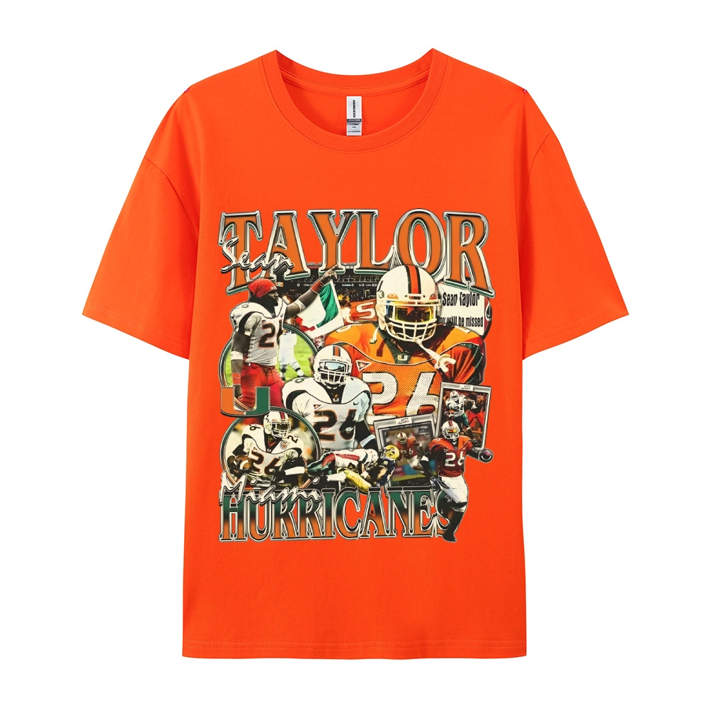 Classic Style Unisex-Adult Oversized Pure Cotton T-Shirt Graphic SEAN TAYLOR - MIAMI TEE