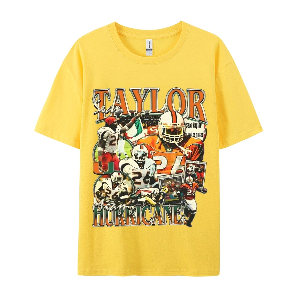 Classic Style Unisex-Adult Oversized Pure Cotton T-Shirt Graphic SEAN TAYLOR - MIAMI TEE