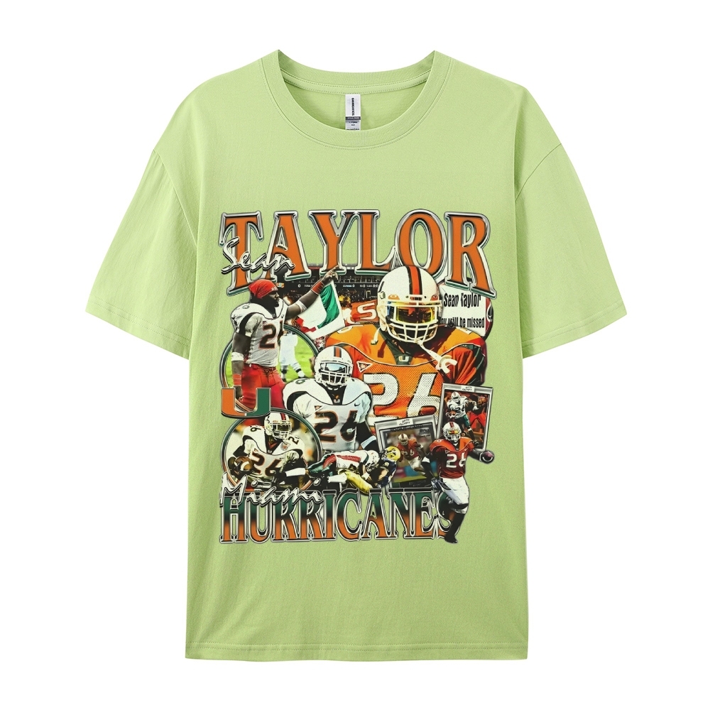 Classic Style Unisex-Adult Oversized Pure Cotton T-Shirt Graphic SEAN TAYLOR - MIAMI TEE