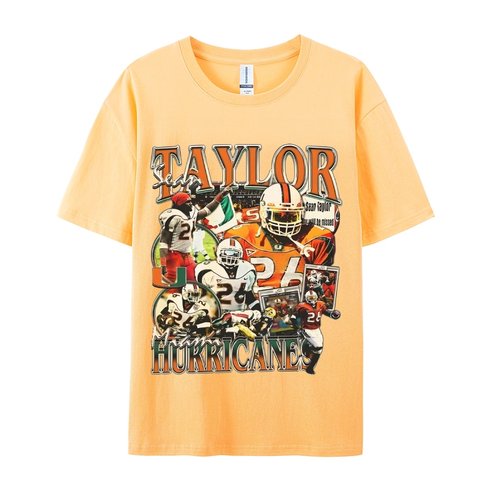 Classic Style Unisex-Adult Oversized Pure Cotton T-Shirt Graphic SEAN TAYLOR - MIAMI TEE