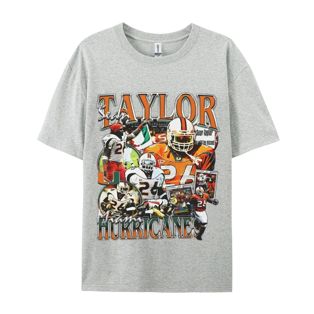 Classic Style Unisex-Adult Oversized Pure Cotton T-Shirt Graphic SEAN TAYLOR - MIAMI TEE