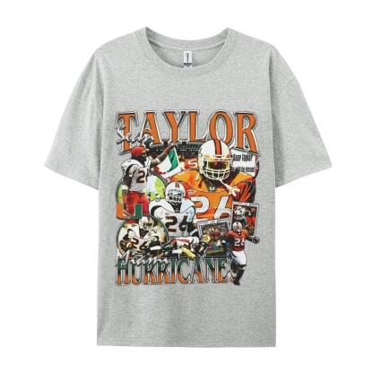 Classic Style Unisex-Adult Oversized Pure Cotton T-Shirt Graphic SEAN TAYLOR - MIAMI TEE