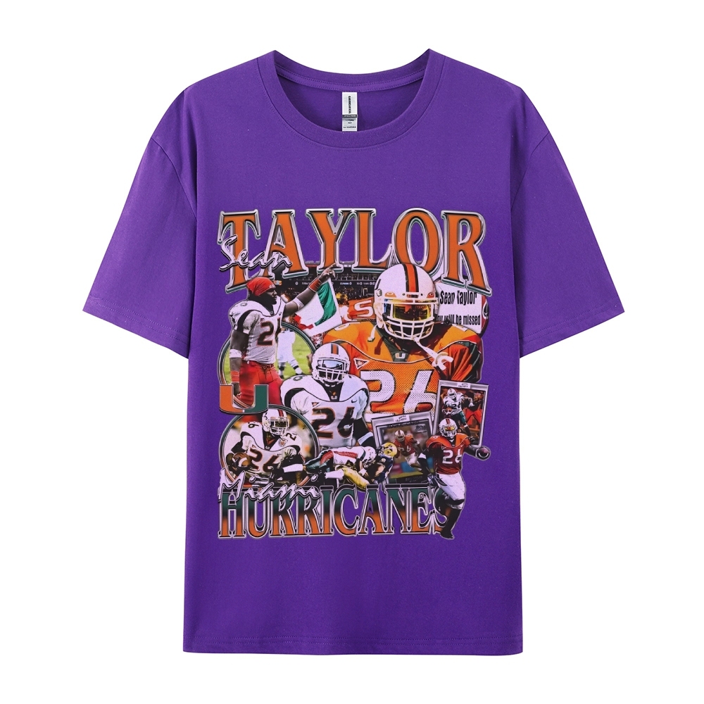 Classic Style Unisex-Adult Oversized Pure Cotton T-Shirt Graphic SEAN TAYLOR - MIAMI TEE