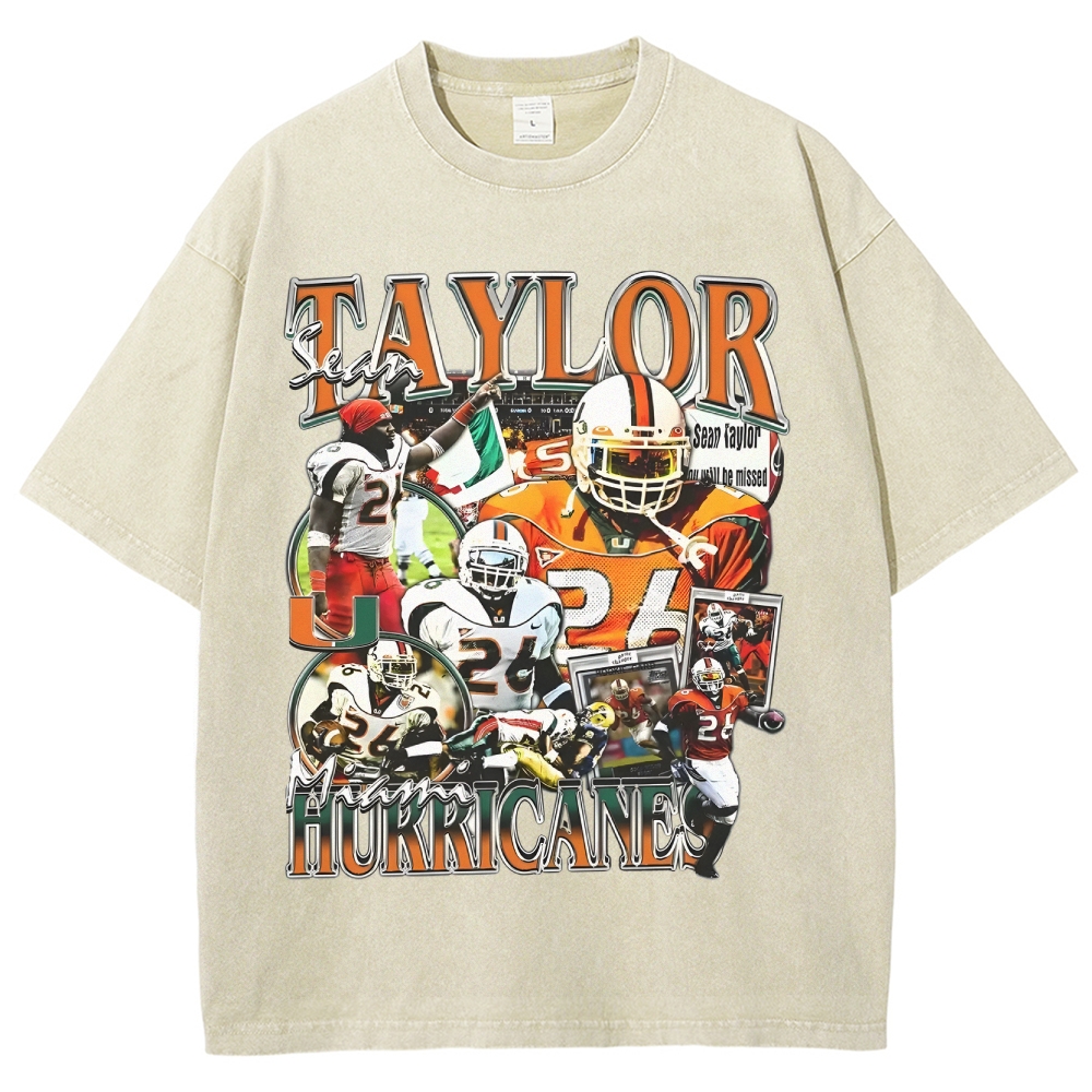 Unisex-Adult Ultra Cotton Washed T-Shirt Graphic SEAN TAYLOR - MIAMI TEE