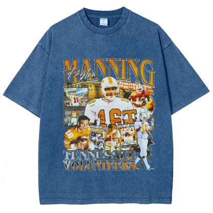 Vintage Style Unisex-Adult Oversized Washed Cotton T-Shirt Graphic PEYTON MANNING - TENNESSEE TEE